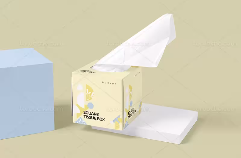 موکاپ لایه باز جعبه دستمال کاغذی | گرافیک با طعم تربچه