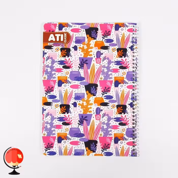 دفتر مشق 100 برگ سیمی طرح گلدان آتی