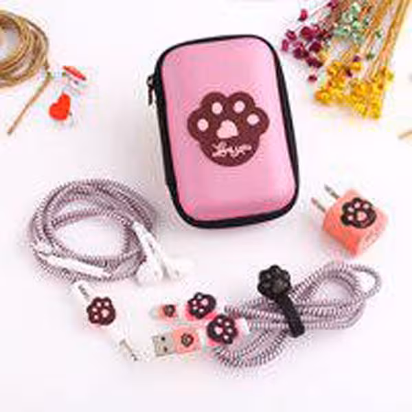 پک محافظ کابل شارژ ردپا کیف مستطیل Foot Print Usb Cable protector