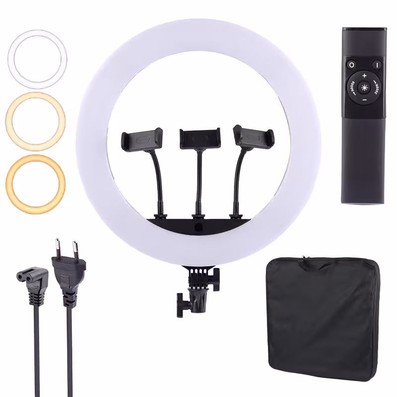 رینگ لایت مدل LED Soft HQ-18N همراه با هولدر و ریموت کنترل