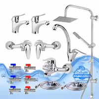 ست 15 عددی شیرآلات برند آیدا صنعت مدل قهرمان اردکی | شیر ظرفشویی   دو عدد شیر روشویی   شیر حمام   شیر توالت   علم دوش یونیورست مدل صفحه استیل رسوب‌گیر اتومات   دو عدد شلنگ توالت   دو عدد شلنگ استیل   چهار عدد شیر پیسوار | کروم براق
