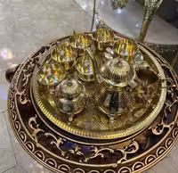 ست کامل چای خوری برنجی هندی قلم دست