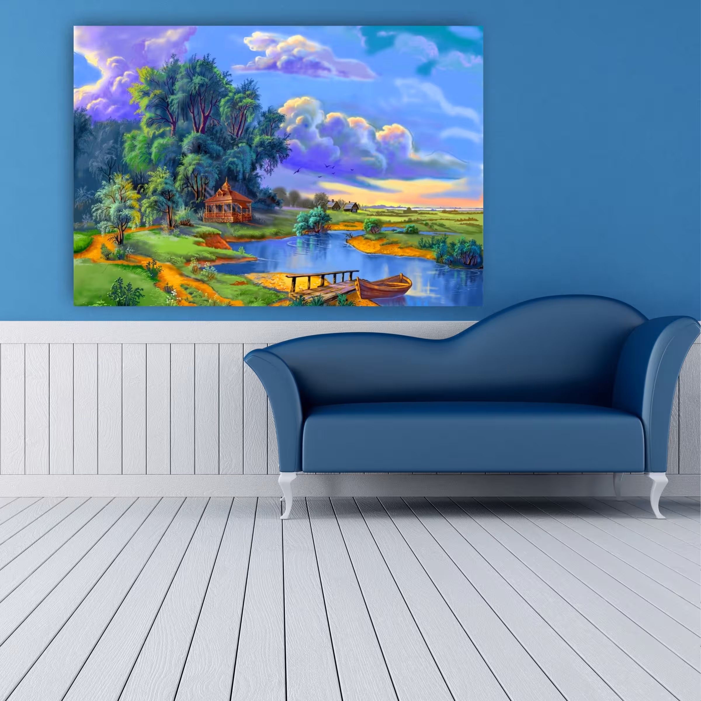 تابلو بوم طرح نقاشی طبیعت زیبا 