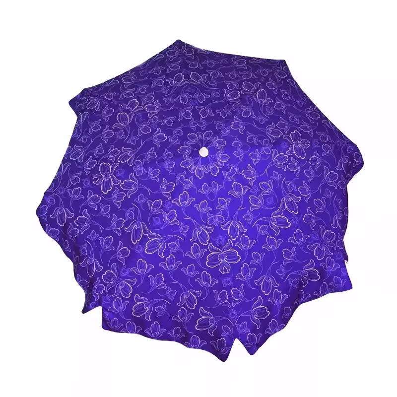 سایه بان قطر دو متر با پارچه نانو طرح گل دار،آب گریز رنگ آبی،مسافرتی