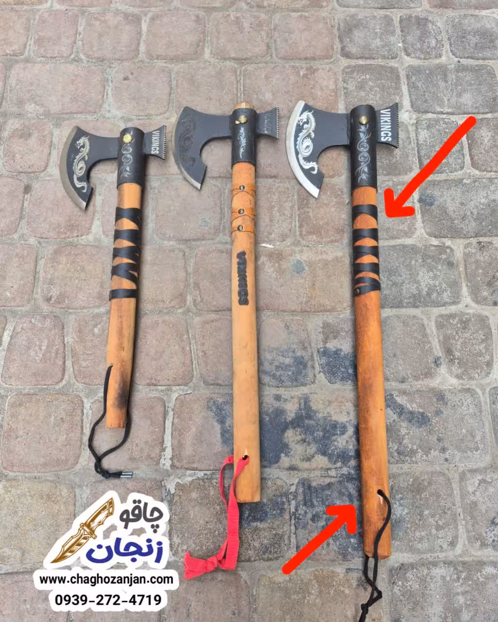 تبر وایکینگی بزرگ دسته گرد | 70 سانتی دست ساز قیمت مناسب