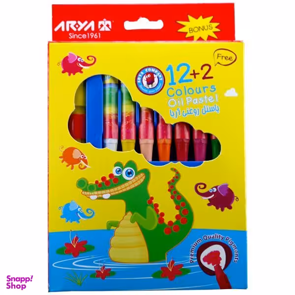 مداد شمعی 12 رنگ آریا