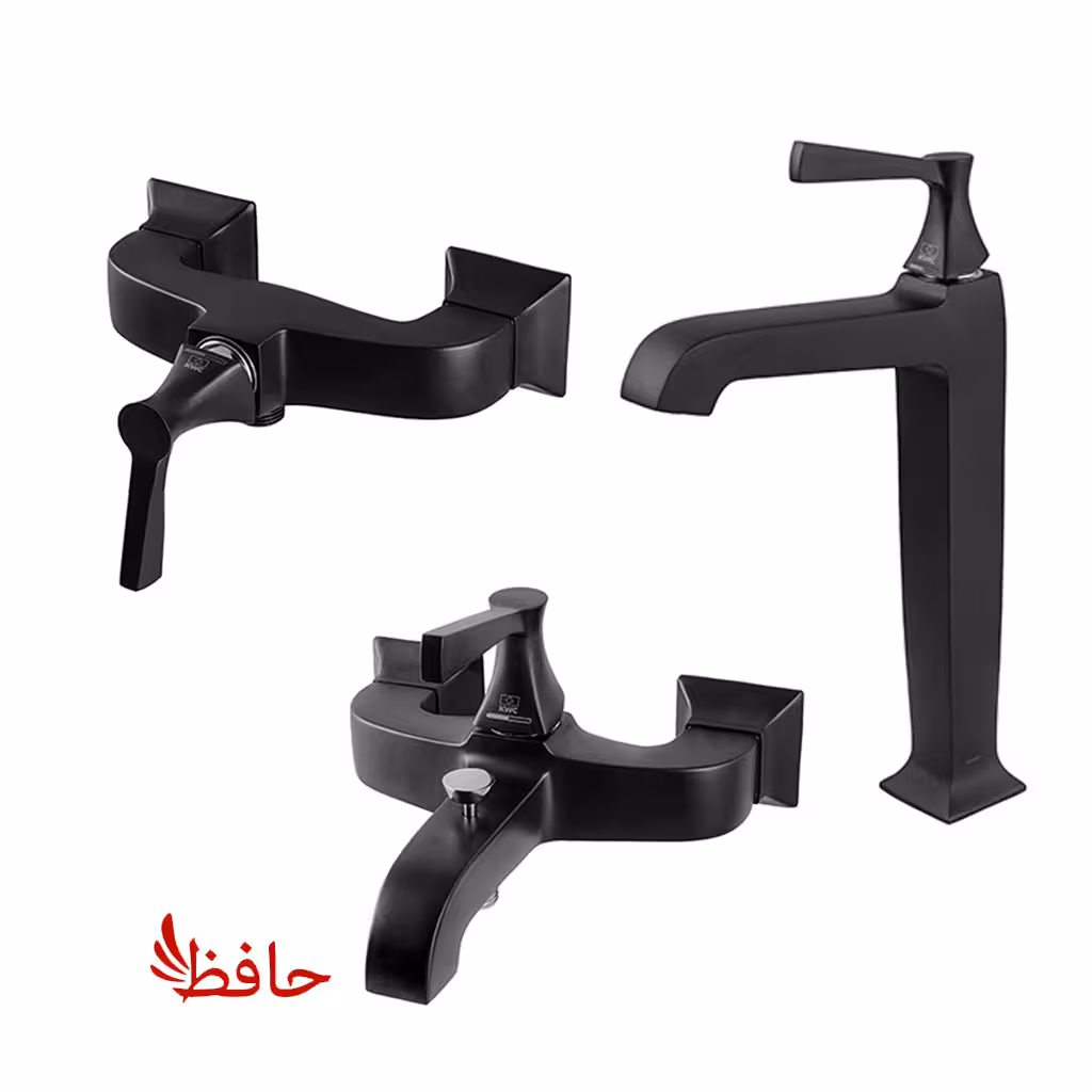 شیر حمام توالت روشویی پایه بلند کی دبلیو سی KWC مدل کلاسیک مشکی