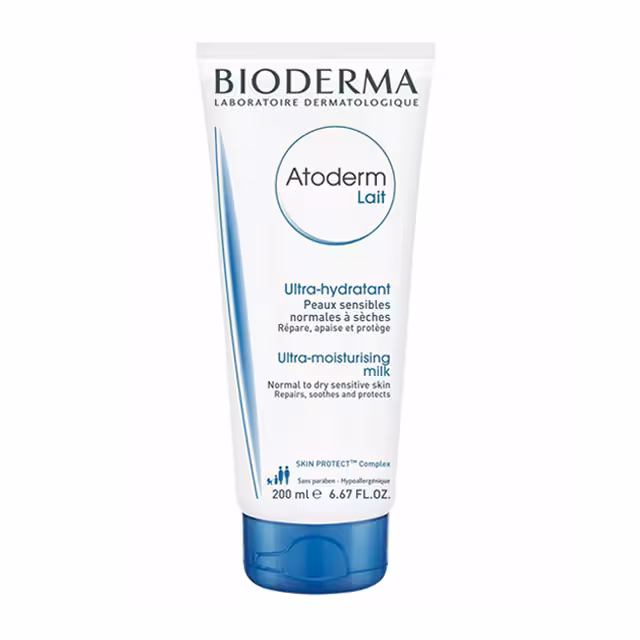 شیر مرطوب کننده صورت و بدن بایودرما مدل اتودرم 200 میلی لیتری