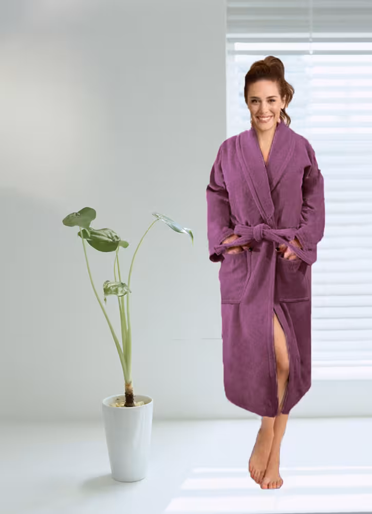 حوله تن پوش طرح ساده دو رو نخ رنگ بنفش روشن