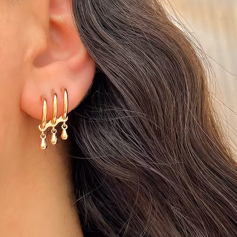 گوشواره میخی سه حلقه