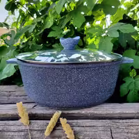 قابلمه گرانیتی سایز 32 پیلو خاکستری مدل اسنو هپی