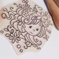 مهردستساز ،لینولئوم،طرح دخترک زیبا، دختر رویایی ،مناسب چاپ کاغذ 