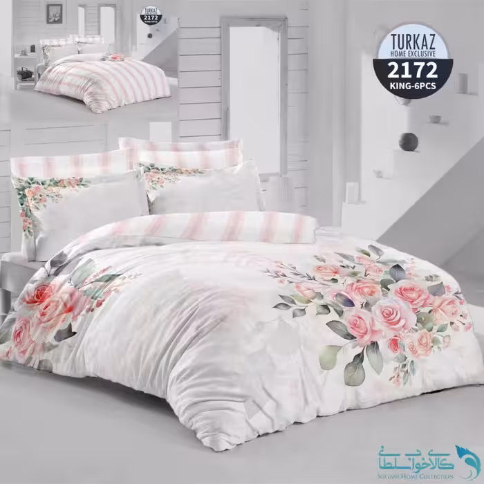 روتختی طرح دسته گل ناز دو نفره برند Turkaz کد 2172