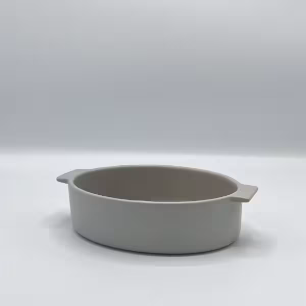 دنی هوم - ظرف سرامیکی بیضی کوچک طوسی کمرنگ kp1