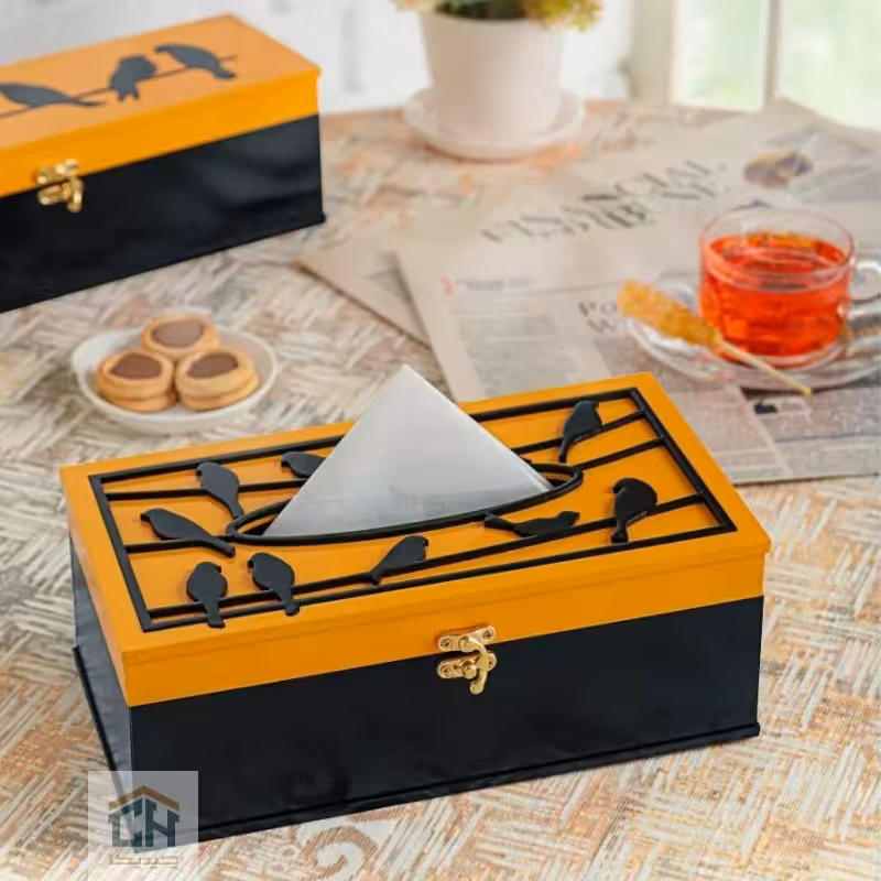 جا دستمال کاغذی چوبی مدل هومان طرح گنجشک کد 4158