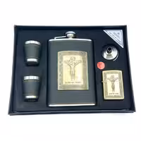 ست قمقمه جیبی دو شات 270cc فندک مدل صلیب کد a530399