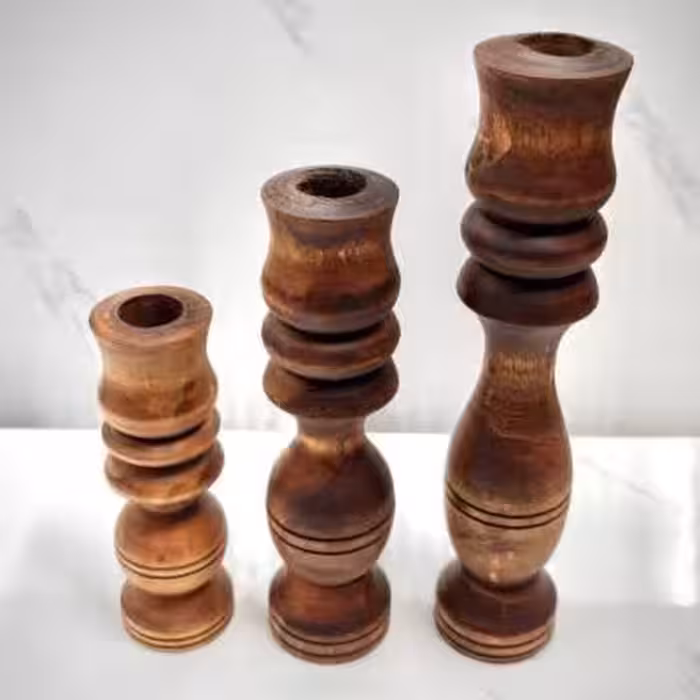 جا شمعی چوبی 3 سایز