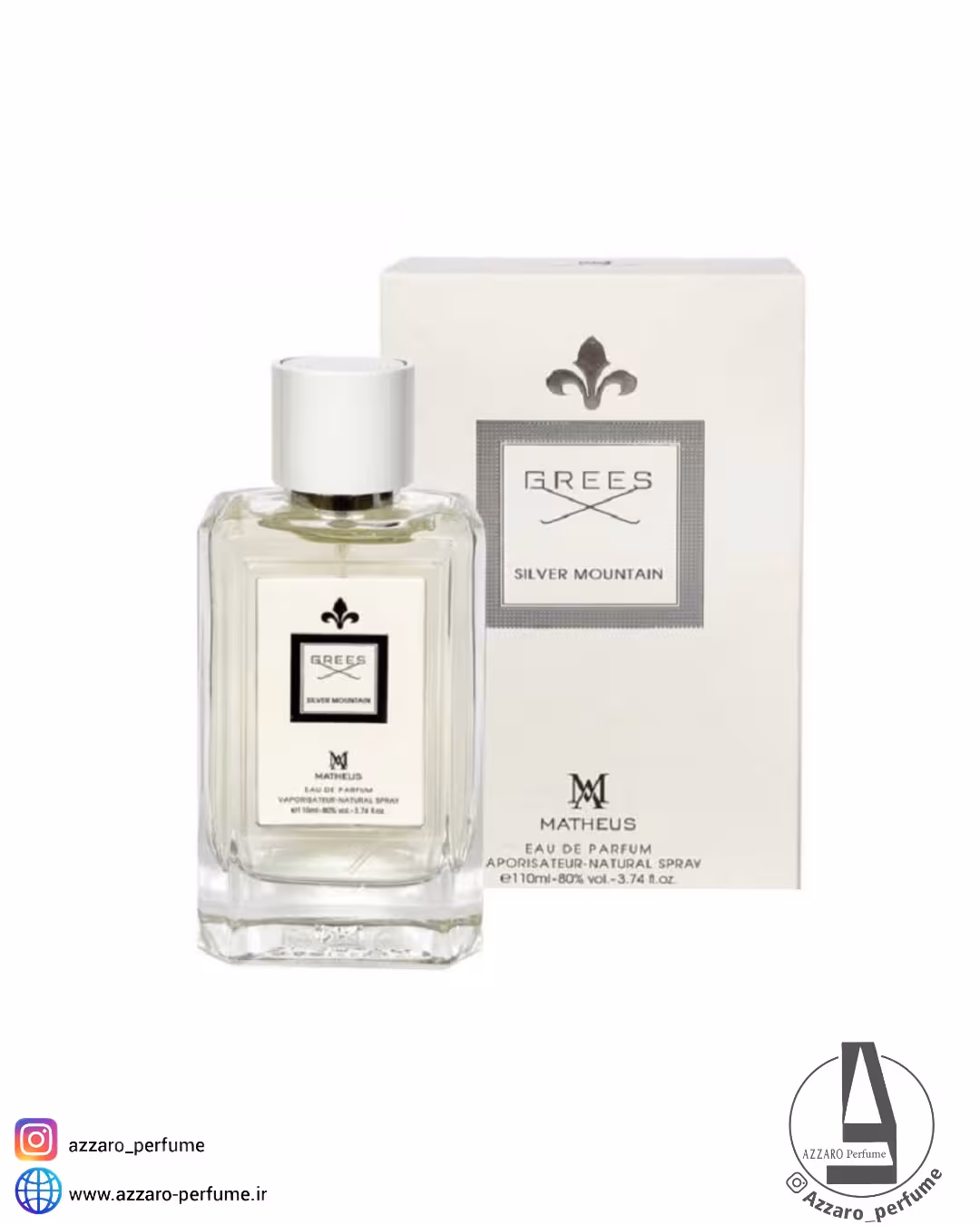 ادکلن مردانه متئوس مدل GREES SILVER MOUNTAIN حجم 110 میل