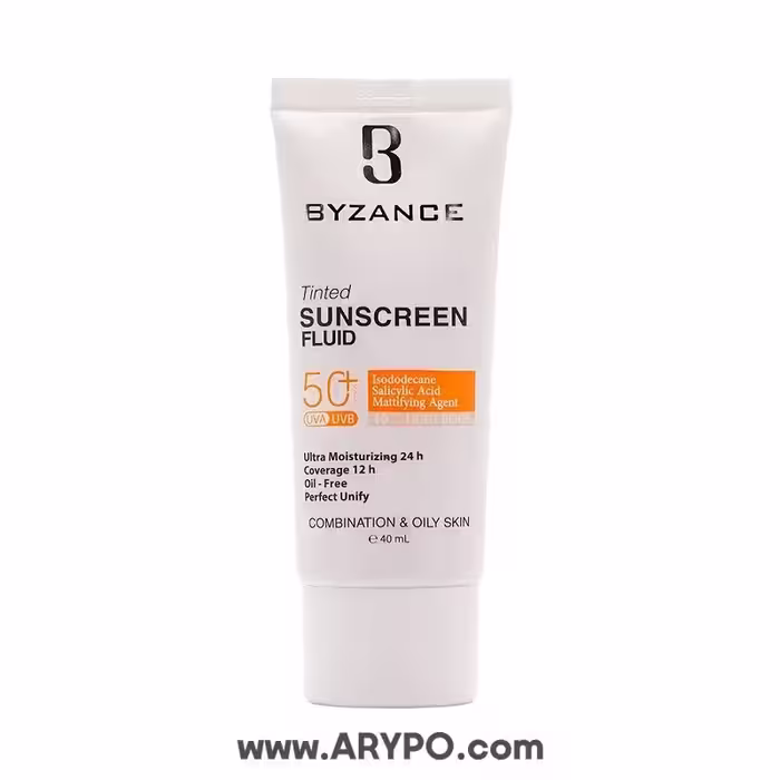 فلوئید ضد آفتاب رنگی بیزانس مخصوص پوست چرب  spf50