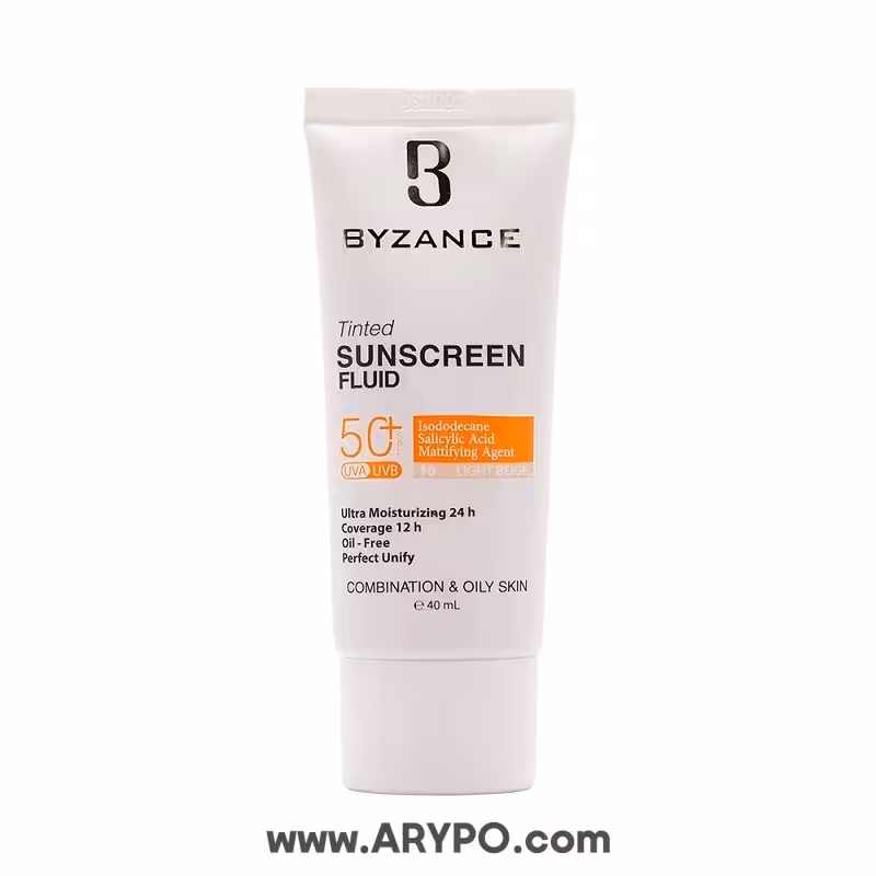 فلوئید ضد آفتاب رنگی بیزانس مخصوص پوست چرب  spf50