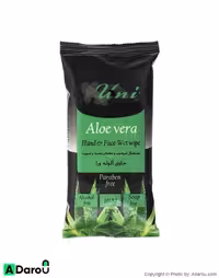 دستمال مرطوب ضدعفونی‌کننده دست و صورت 12 برگی حاوی آلوئه‌ورا یونی‌لد Uni Led