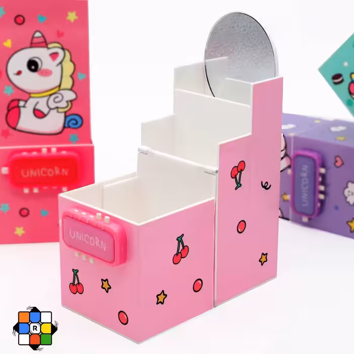 جامدادی رومیزی 3 تکه قفل دار آینه دار یونیکرن