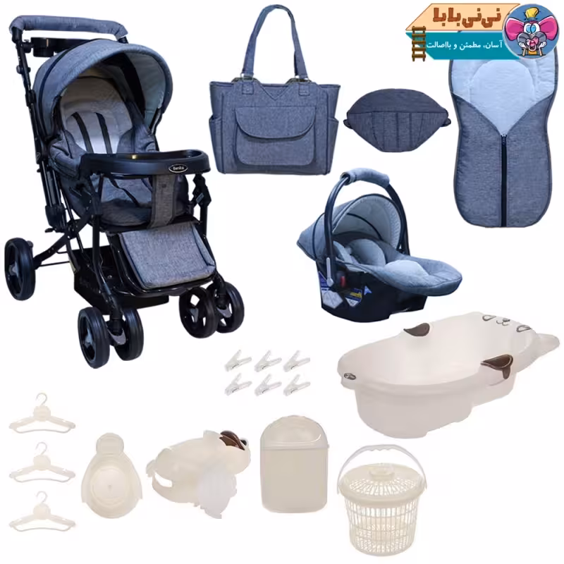 ست 13تکه کالسکه دلیجان طرح baby4life کد T202