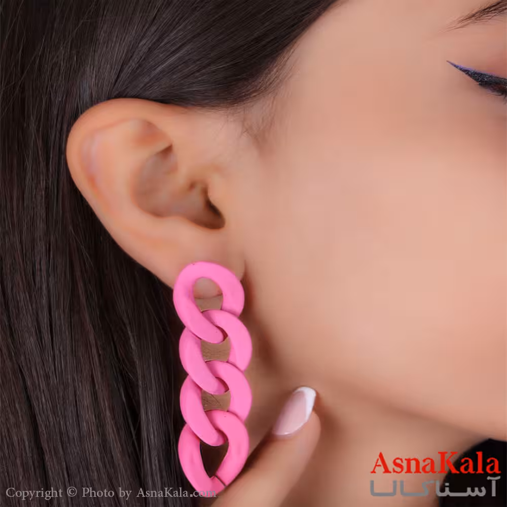 گوشواره فانتزی استیل رنگ صورتی کد GSH15142W - آسناکالا