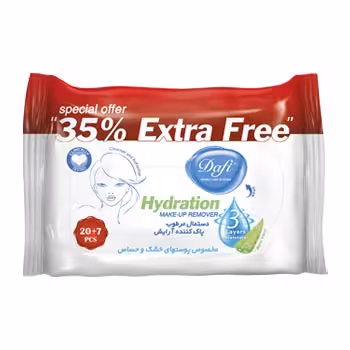 دستمال مرطوب پاک کننده آرایش دافی تعداد 20 برگ   7 برگ رایگان