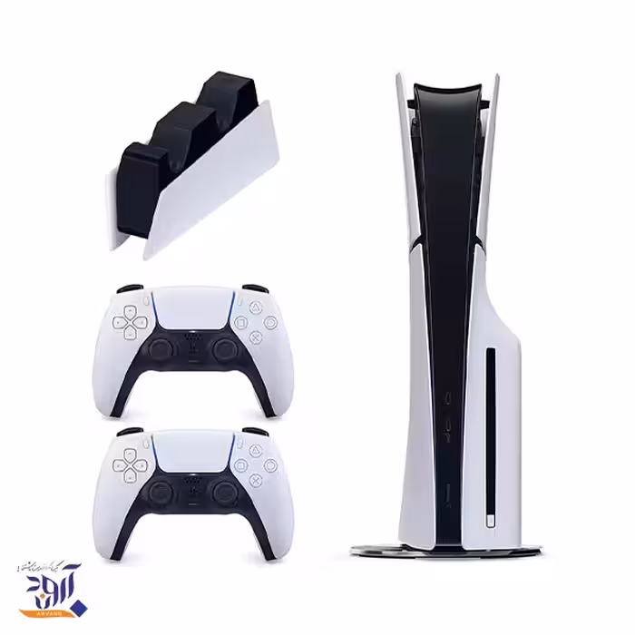 باندل کنسول بازی سونی مدل پلی استیشن 5 اسلیم استاندارد 2016 اروپا   دسته دوال سنس سفید و پایه شارژر