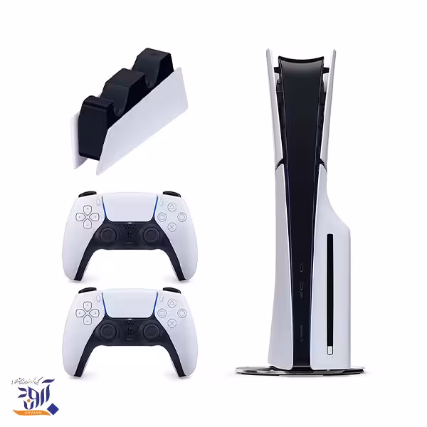 باندل کنسول بازی سونی مدل پلی استیشن 5 اسلیم استاندارد 2016 اروپا   دسته دوال سنس سفید و پایه شارژر
