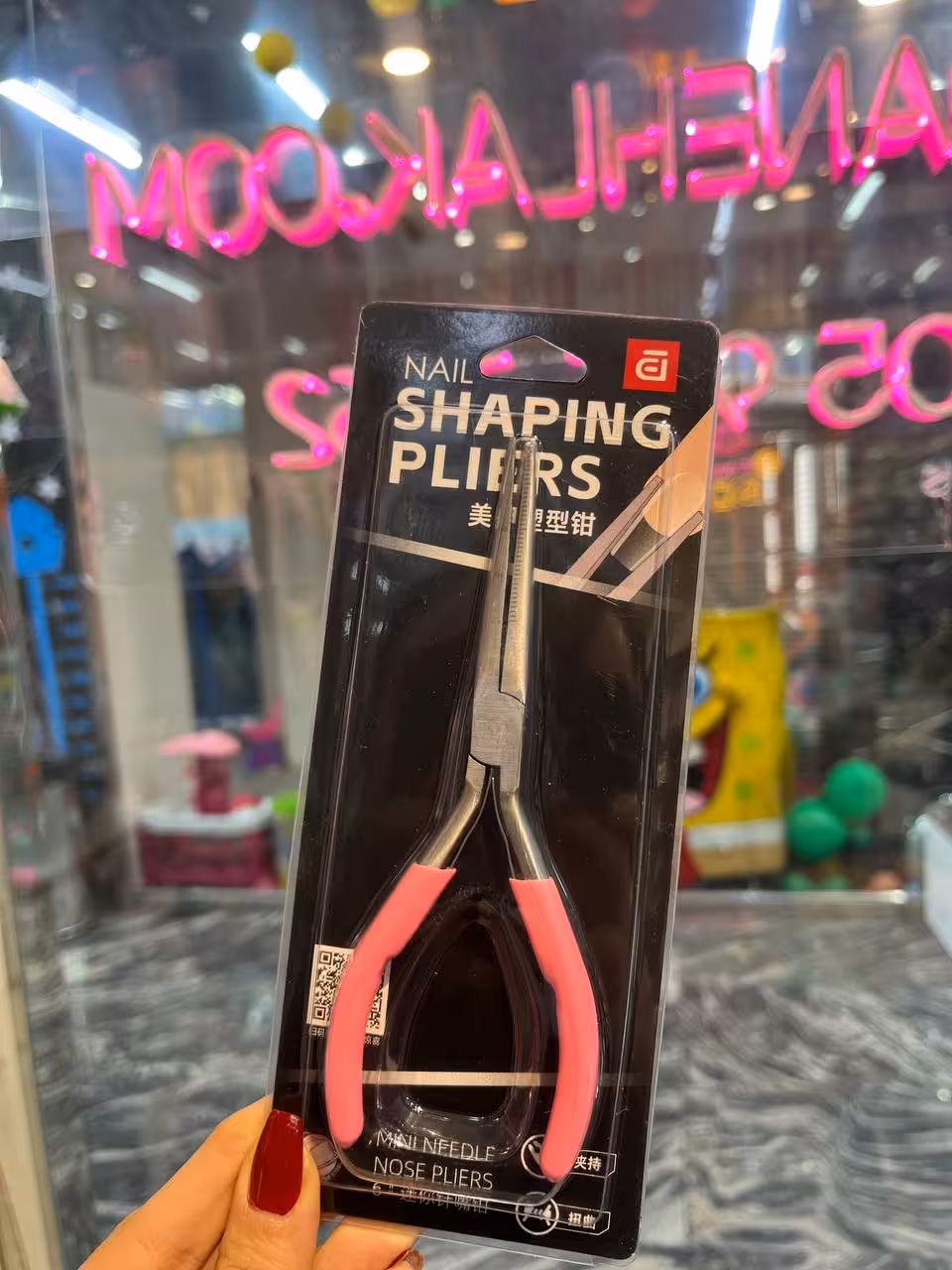 پینچر ناخن انبری فلزی دسته صورتی مدل دم باریک مدرج SHAPING PLIERS