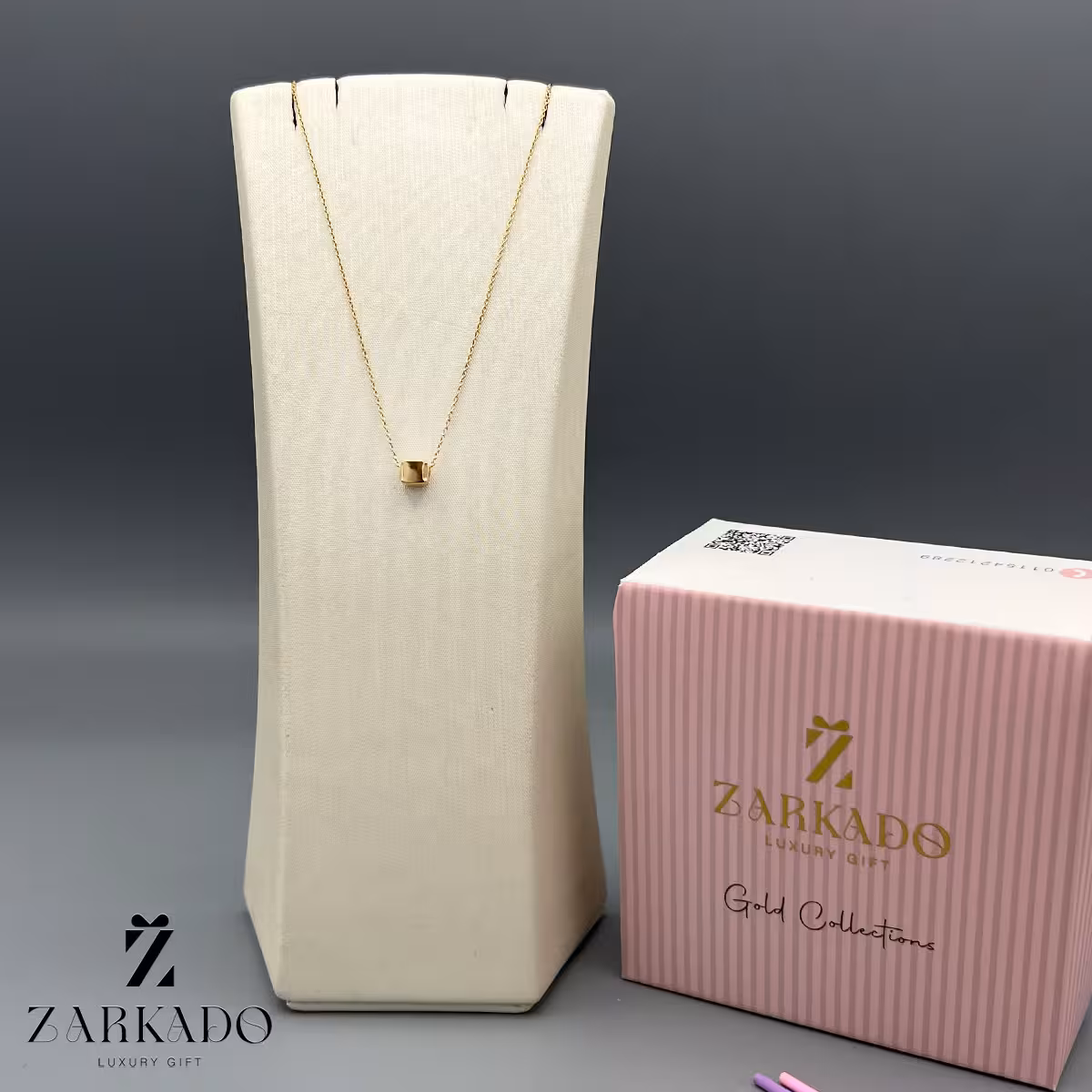 گردنبند زنجیری طرح مکعب زرد سایز کوچیک کد N899