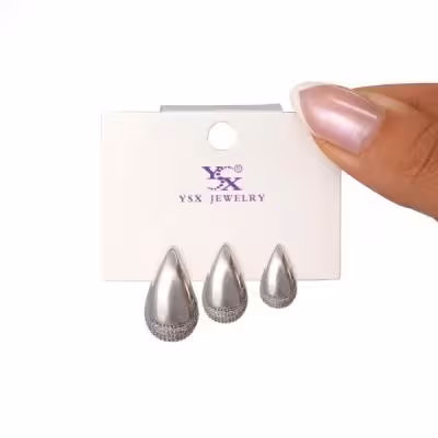 گوشواره 3 عددی . برند YSX .نگین درجه یک GY85..