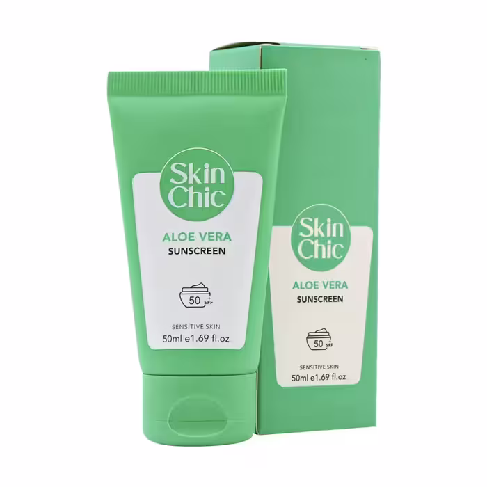 کرم ضد آفتاب SPF50 پوست حساس اسکین شیک حاوی آلوئه ورا