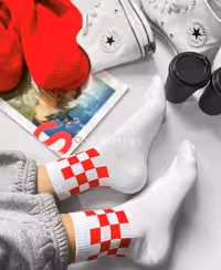 جوراب شطرنجی سفید