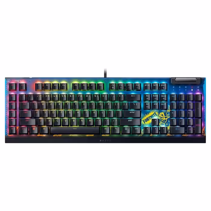 کیبورد گیمینگ ریزر مدل Razer BlackWidow V4 X Fortnite Edition