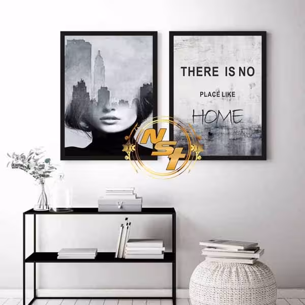 تابلو دکوراتیو 2 تکه سیاه سفید کد GH164