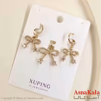 نیم ست زنانه ژوپینگ مدل پاپیونی شامل گوشواره و گردنبند کد NIM14799W