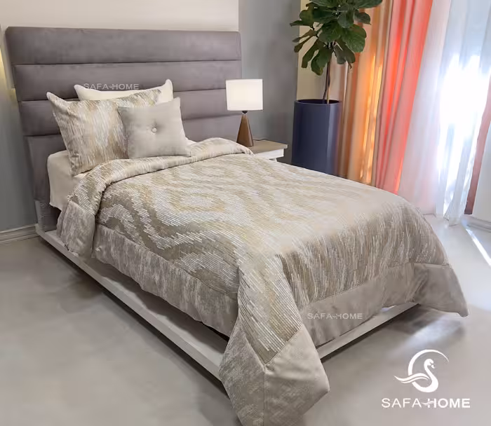 رو تختی یک نفره 6 تکه مدل اویم بژ