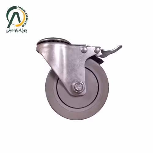 چرخ بیمارستانی طوسی آلن خور گردان ترمزدار قطر 100 میلی متر