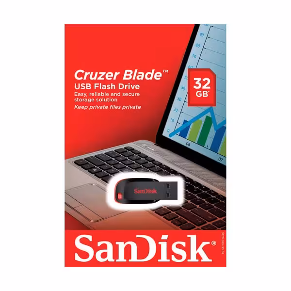 فلش سن دیسک Cruzer Blade USB 2.0 ظرفیت 32 گیگ