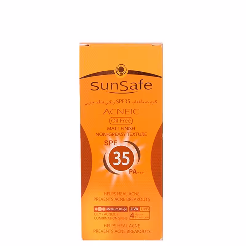 کرم ضد آفتاب فاقد چربی SPF 35 سان سیف رنگ بژ متوسط