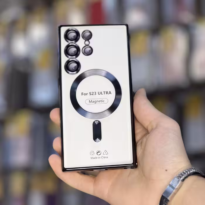 قاب سامسونگ S23 Ultra شفاف دور رنگی محافظ لنز دار