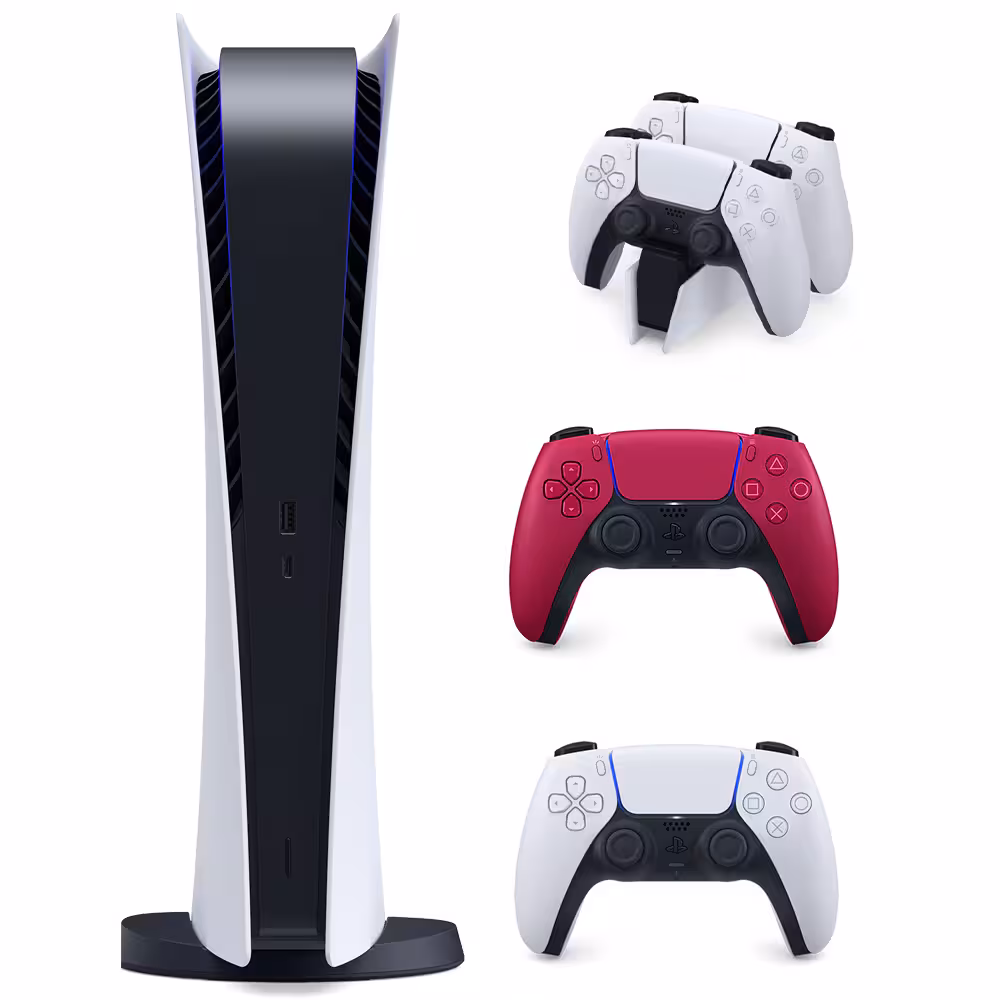 باندل کنسول بازی سونی مدل پلی استیشن ( Digital Editoin Playstation 5 (1000 به همراه یک پایه شارژر و یک دسته بازی