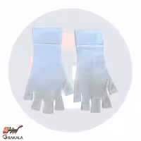 دستکش نخی نیمه انگشتی رنگ سفید