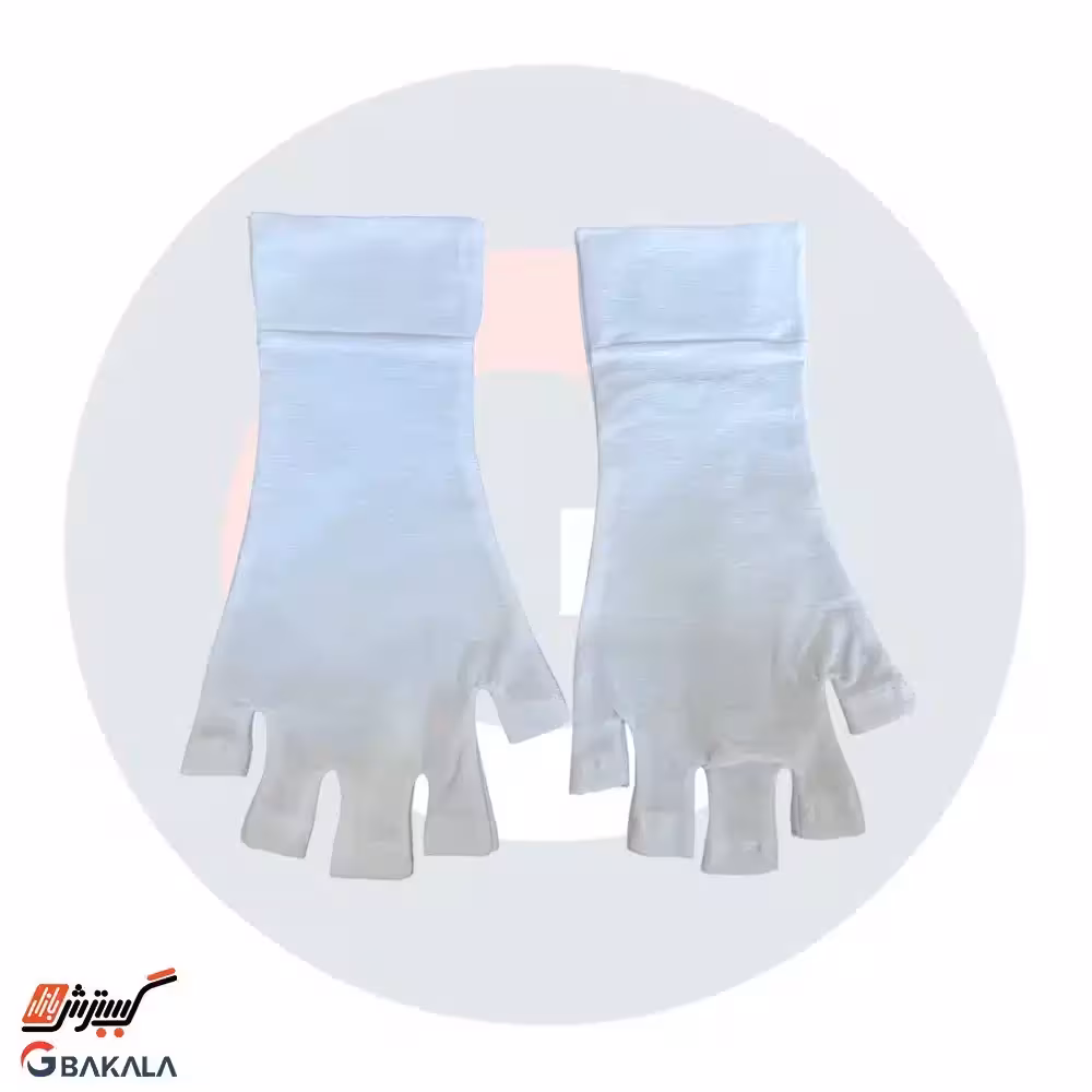 دستکش نخی نیمه انگشتی رنگ سفید