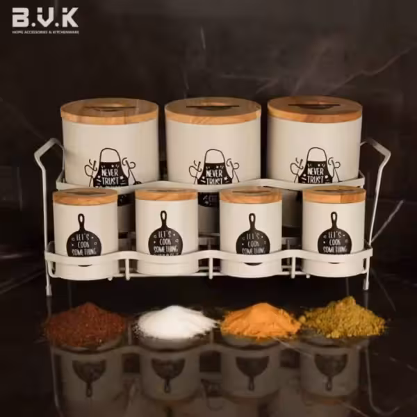 ست 7 پارچه پاسماوری طوسی کمرنگ درب چوبی BVK 863216