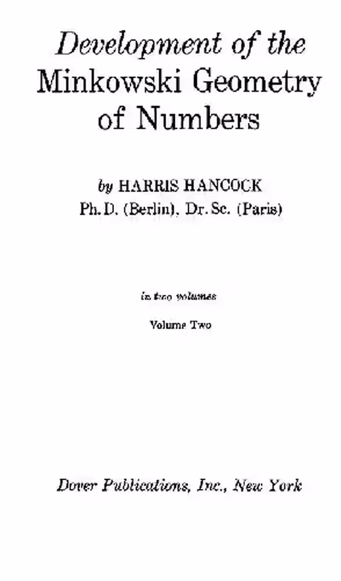 خرید و دانلود نسخه کامل کتاب Development of the Minkowski Geometry of Numbers Volume 2