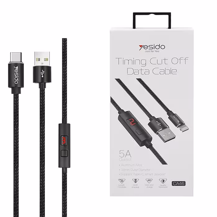 کابل USB به Type-Cیسیدو YESIDO CA46 طول 1.2متر 2.4 آمپر